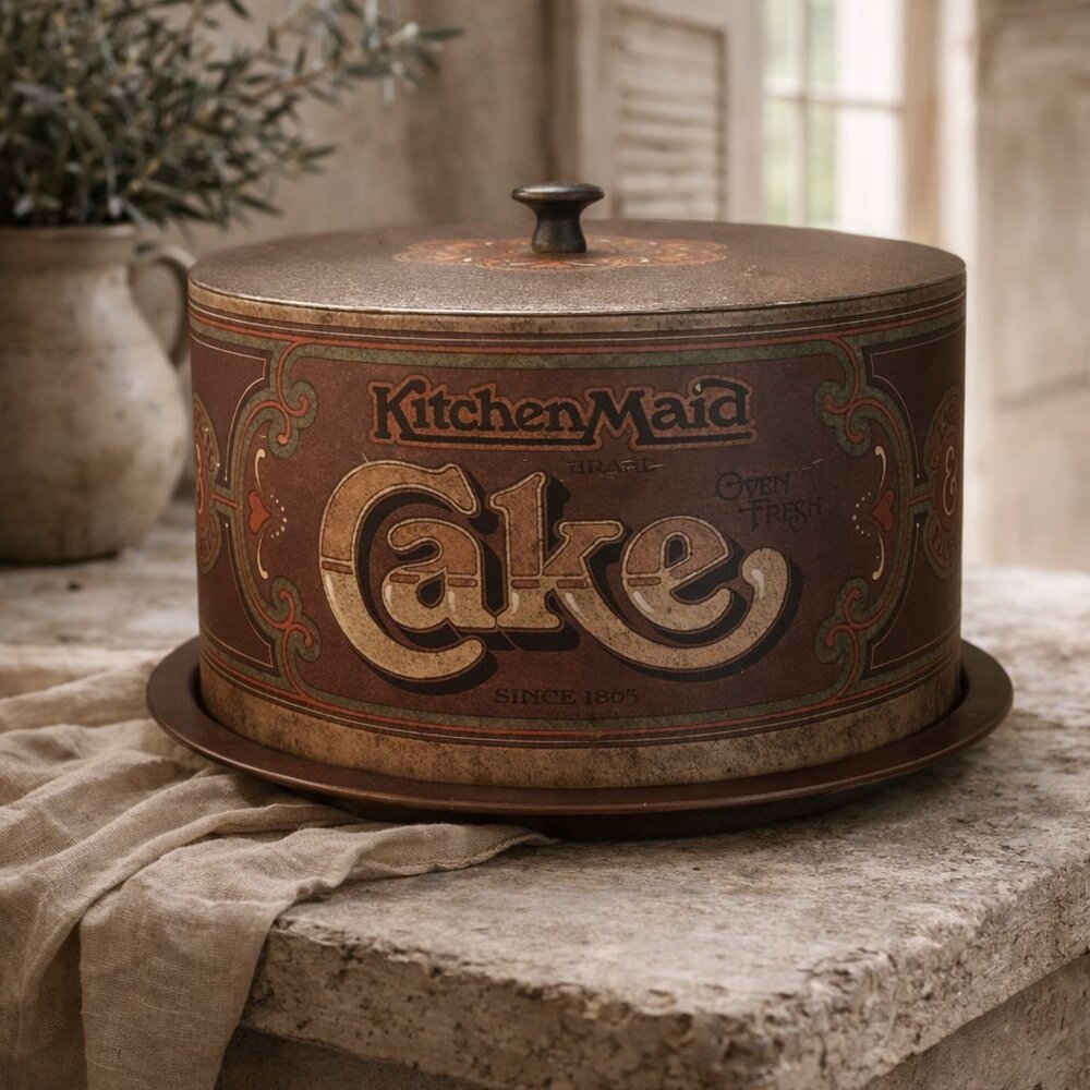 1940's Kitchen Maid Cake Carrier - Vintage Ballonoff Kitchen Maid Tin Cake Taker